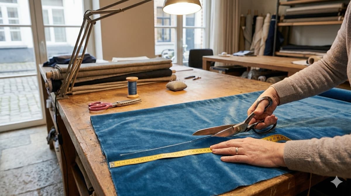 Vakmanschap in de werkplaats van Sin-tex - gordijnstof op maat gesneden en gemaakt